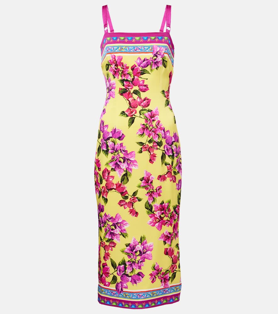 Dolce & Gabbana Taormina Floral Silk-blend Midi Dress In Yellow