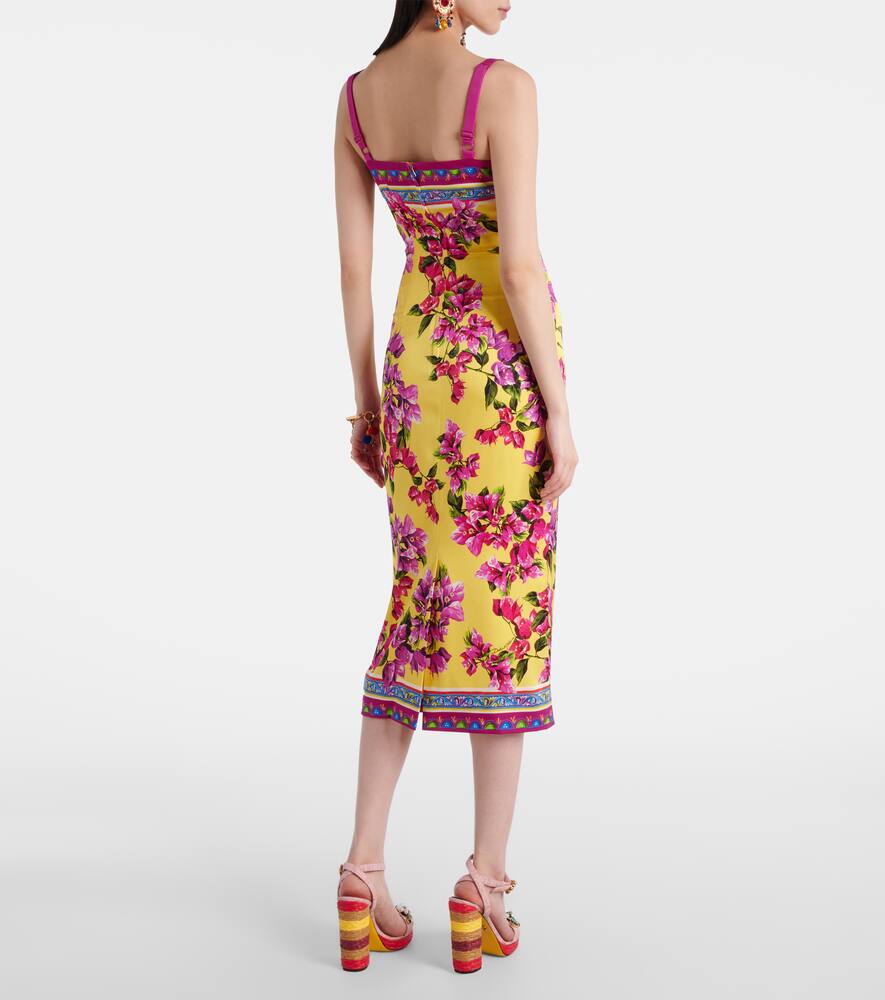 Dolce & Gabbana Taormina Floral Silk-blend Midi Dress In Yellow