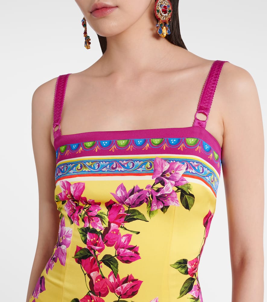 Dolce & Gabbana Taormina Floral Silk-blend Midi Dress In Yellow