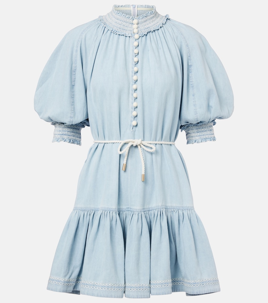 Zimmermann Women's Blue Ascension Ruffled Denim Minidress UK Size 6 - Mytheresa