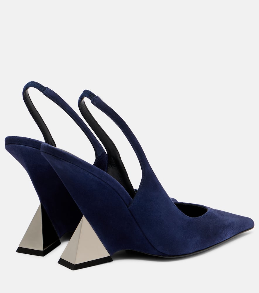 Attico Cheope 105 Suede Slingback Pumps In Blue