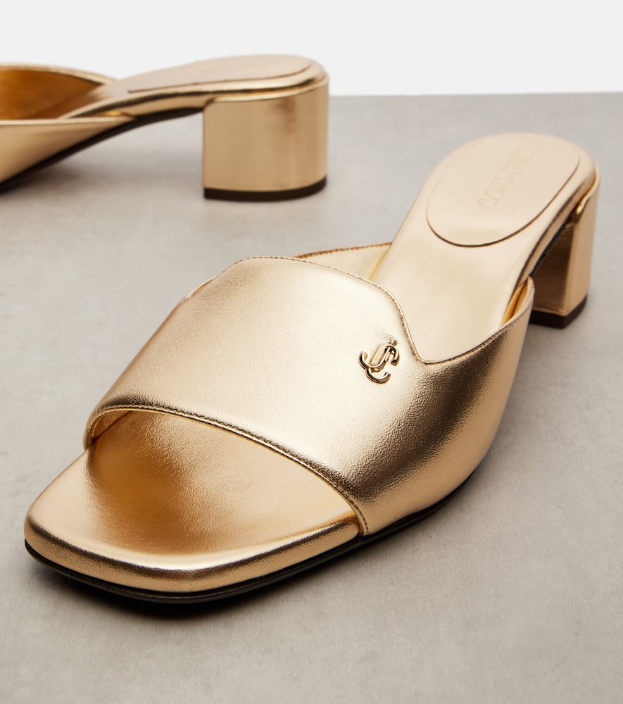 Jimmy Choo Dina 45 Metallic Leather Mules