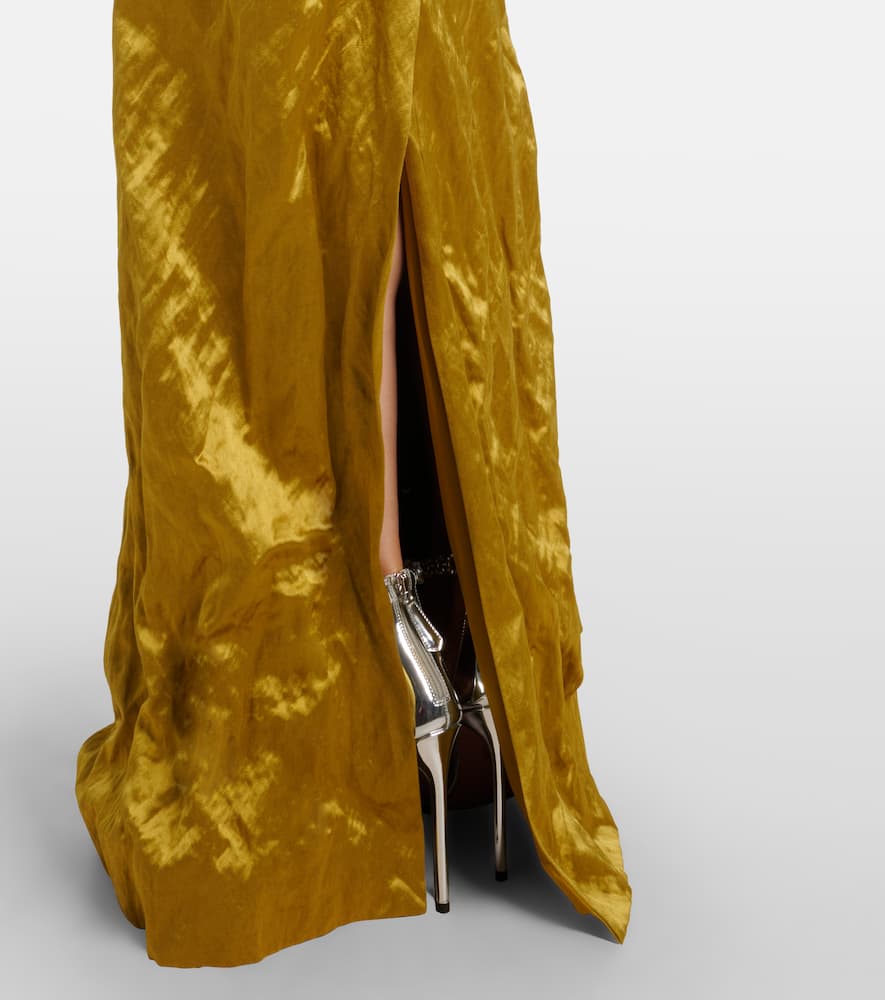 Erdem Embellished Off-shoulder Satin Gown In Yellow