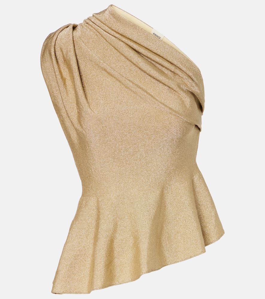 Khaite Aimee Draped Blouse In Gold