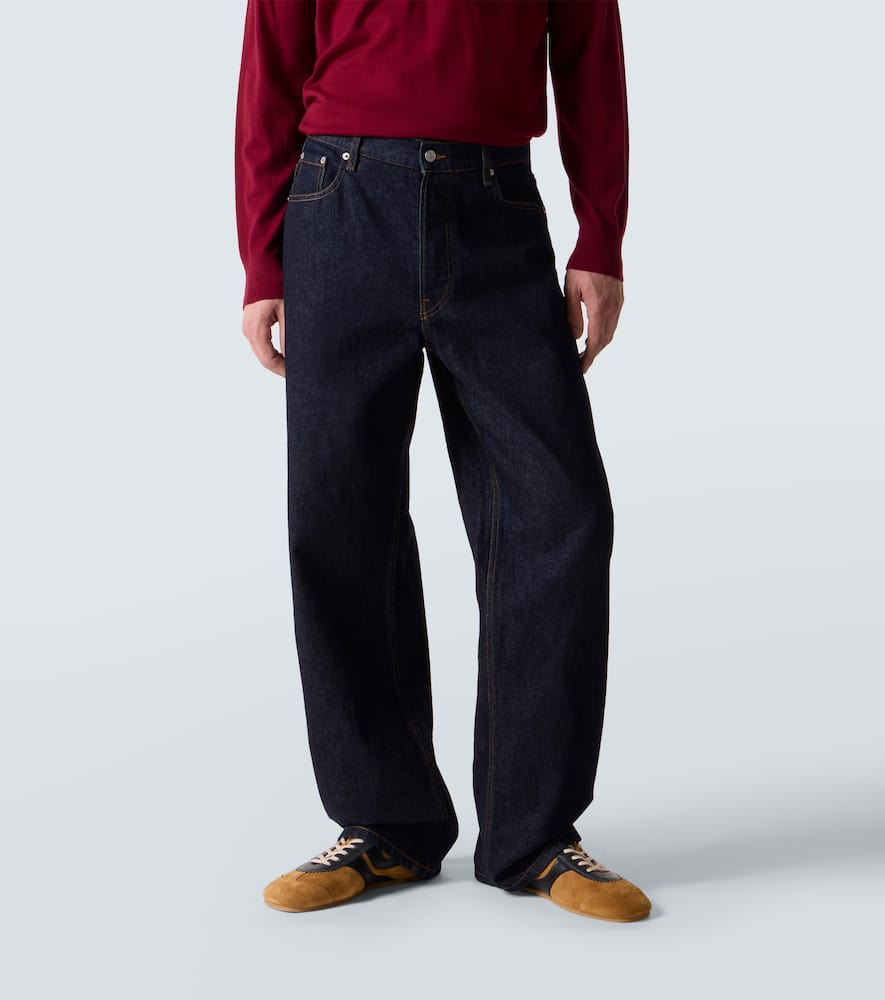 Dries Van Noten Straight Leg Denim Pants With Contrast Stitching In Blue