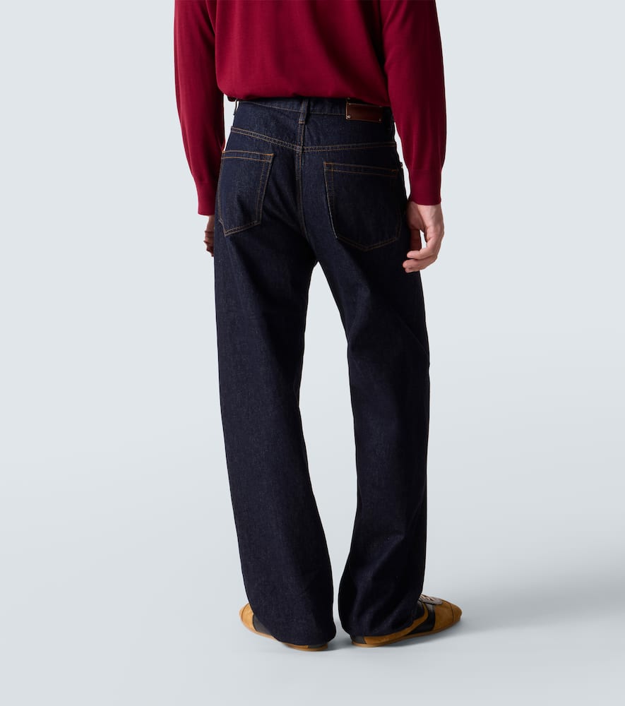 Dries Van Noten Straight Leg Denim Pants With Contrast Stitching In Blue
