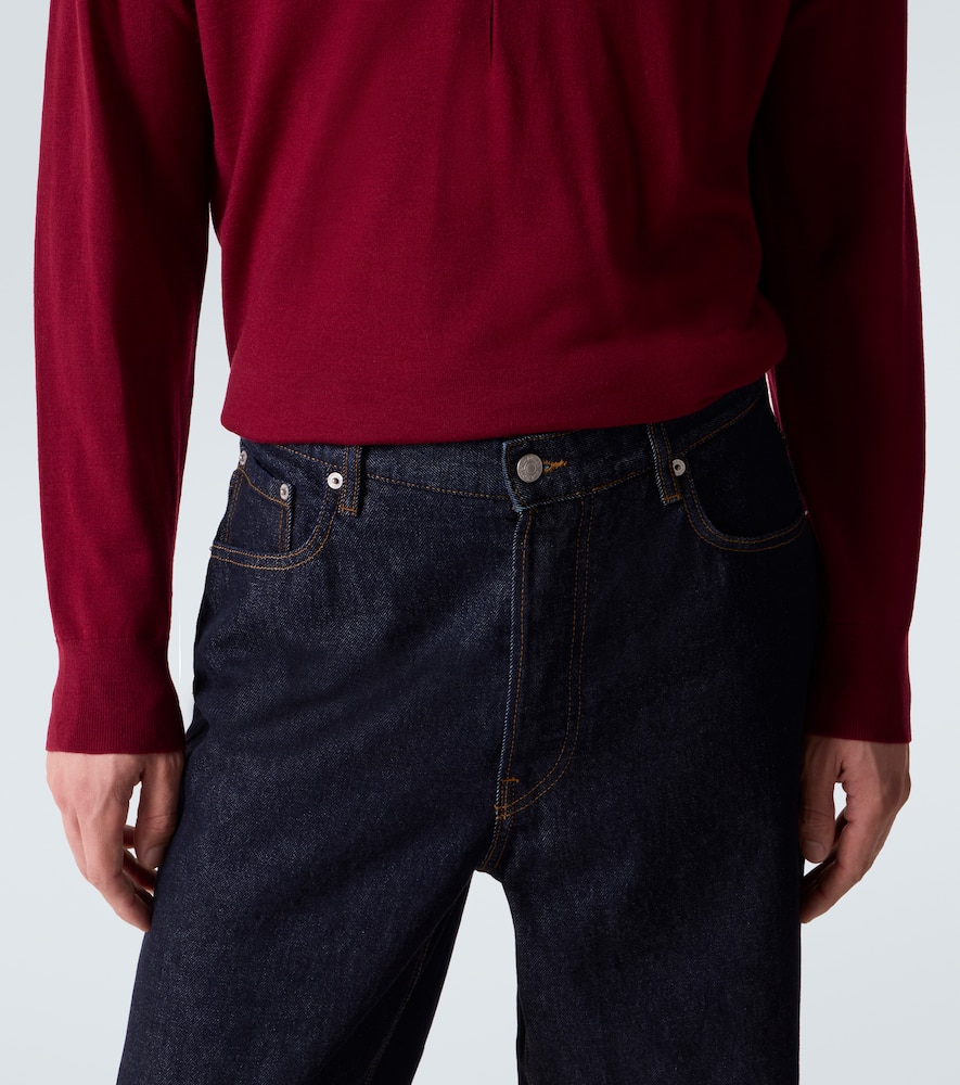 Dries Van Noten Straight Leg Denim Pants With Contrast Stitching In Blue