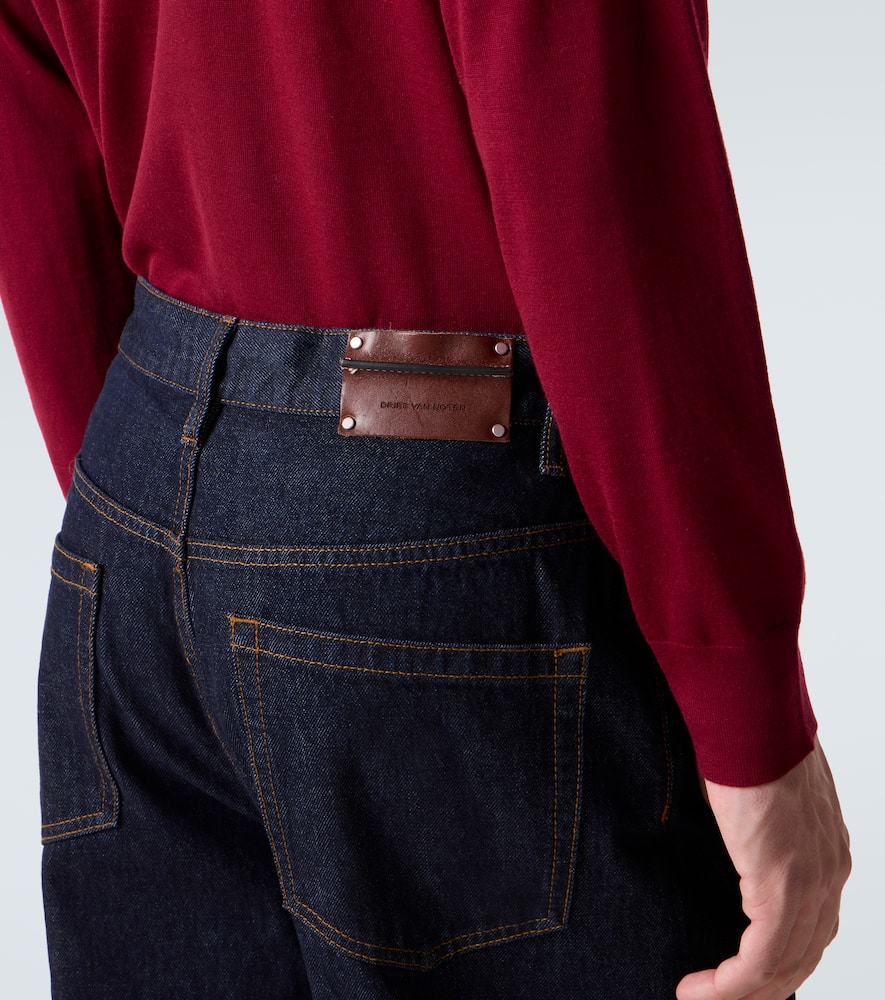 Dries Van Noten Straight Leg Denim Pants With Contrast Stitching In Blue