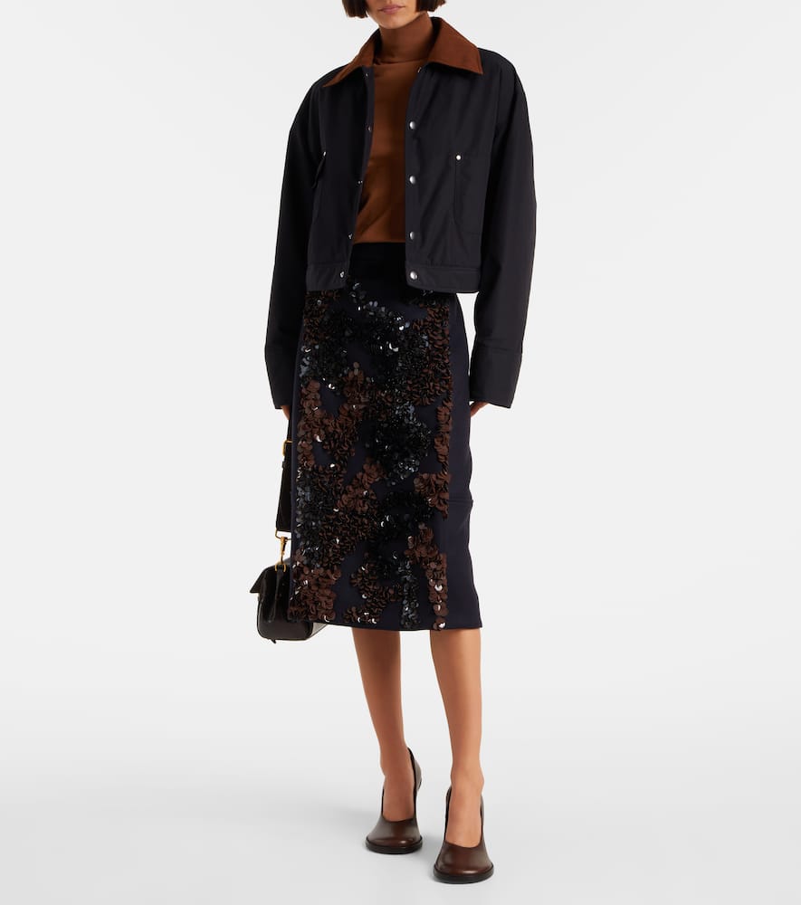 Plan C Sequined Wool-blend Midi Skirt In Black