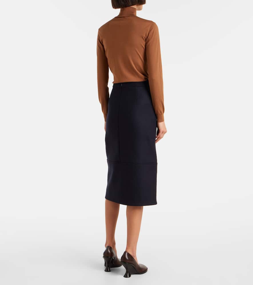 Plan C Sequined Wool-blend Midi Skirt In Black