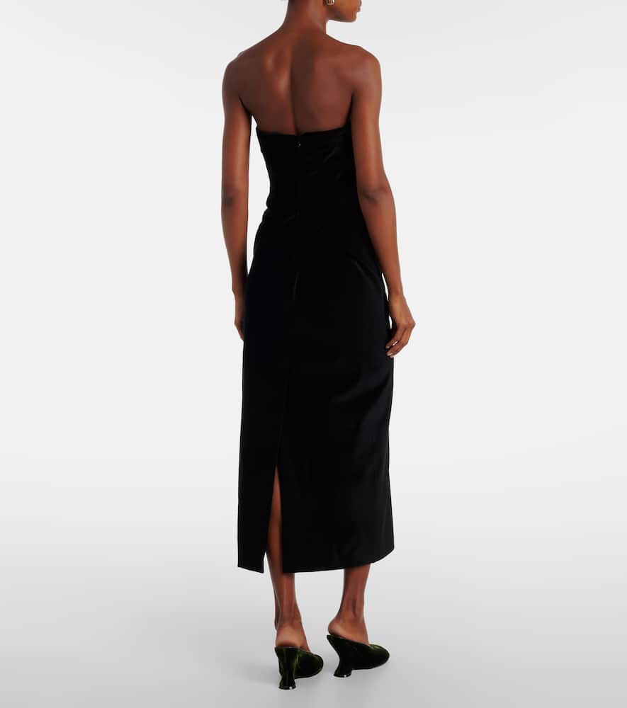 Tove Sabella Strapless Gathered Linen Midi Dress In Black