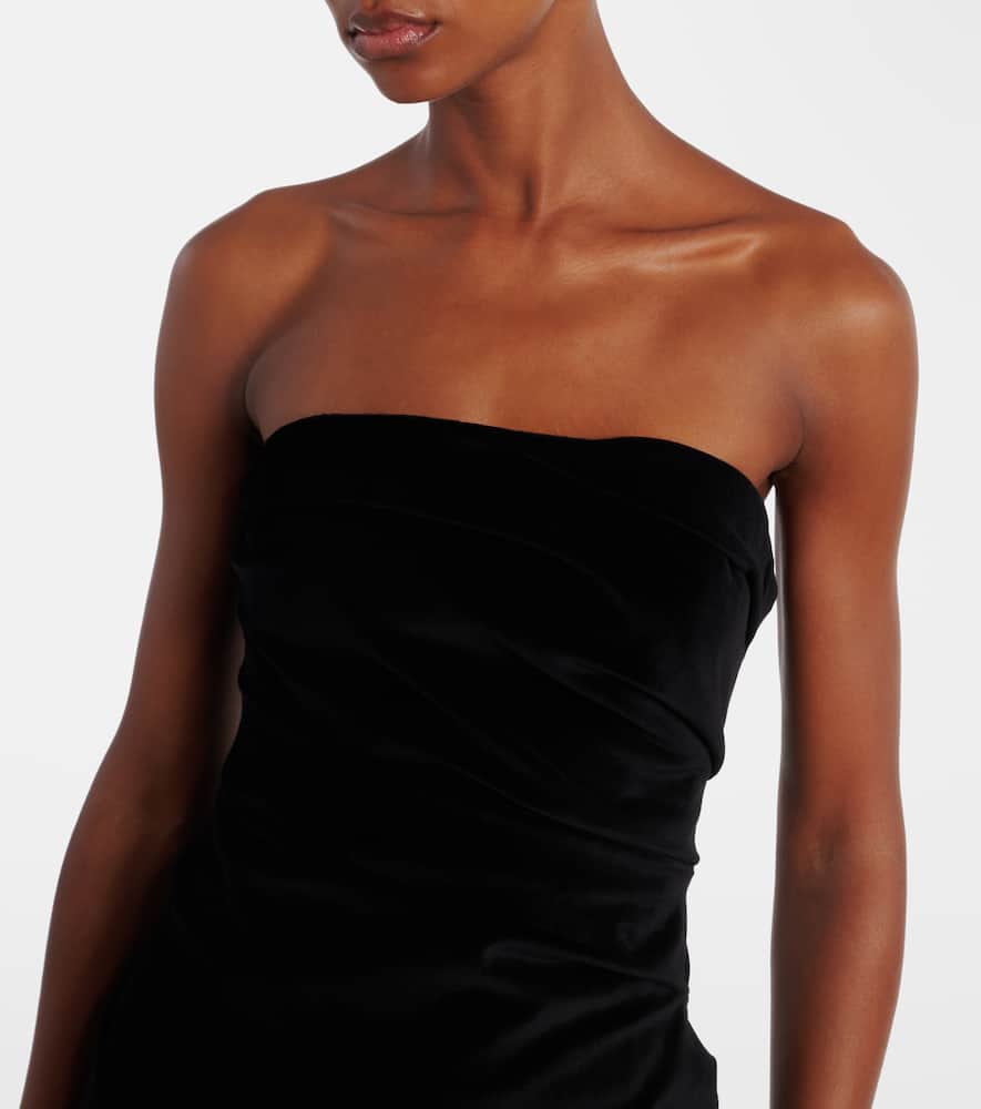 Tove Sabella Strapless Gathered Linen Midi Dress In Black
