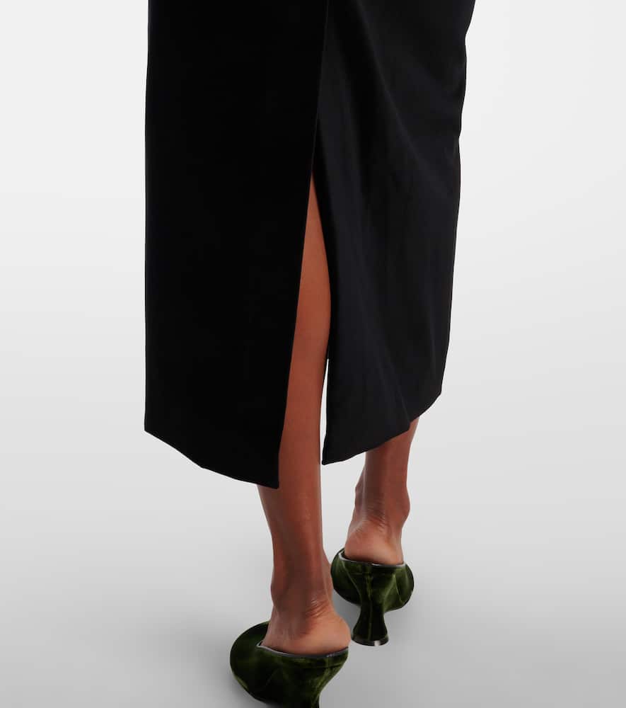 Tove Sabella Strapless Gathered Linen Midi Dress In Black
