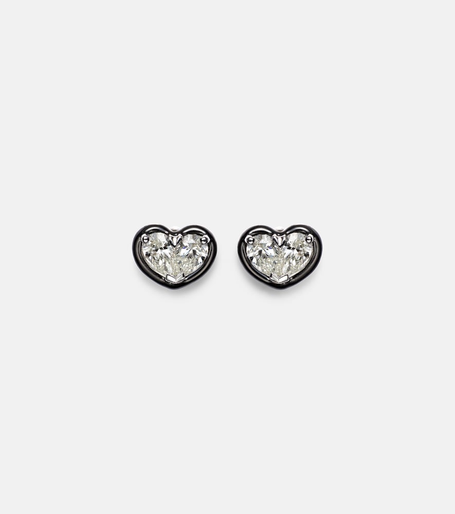 Kamyen Heartbeats 18kt white gold and enamel earrings with diamonds