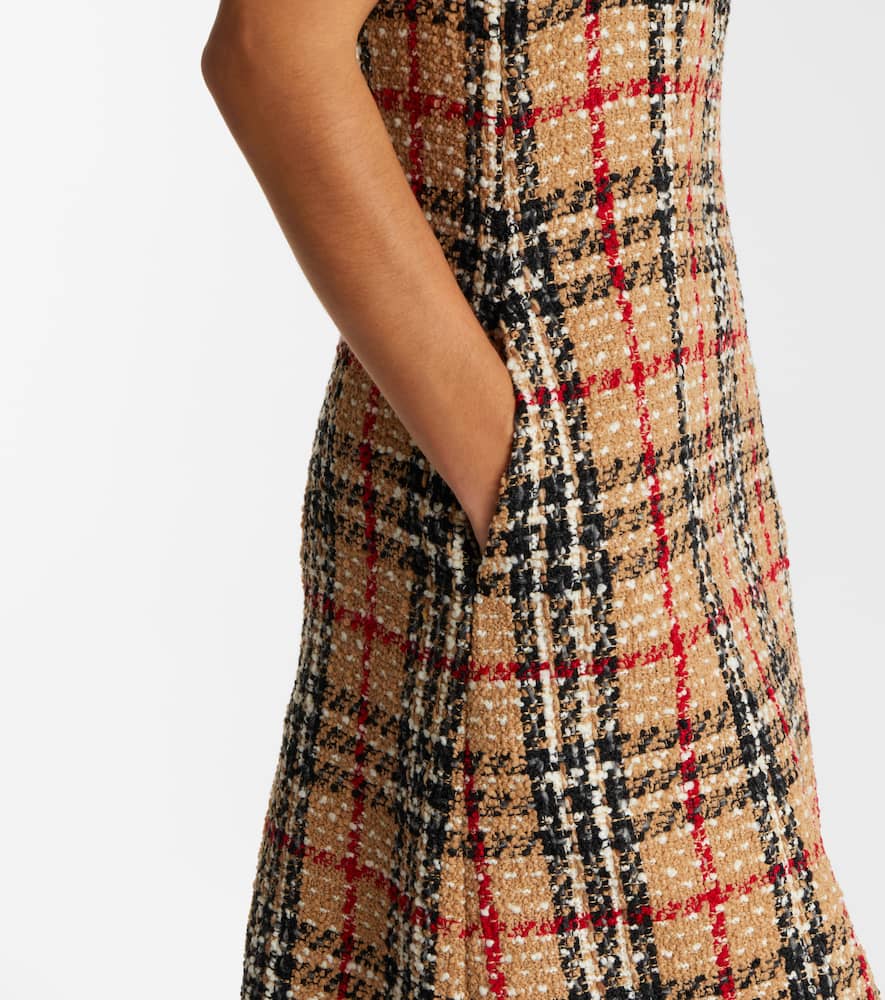 Burberry Check Bouclé Minidress In Brown