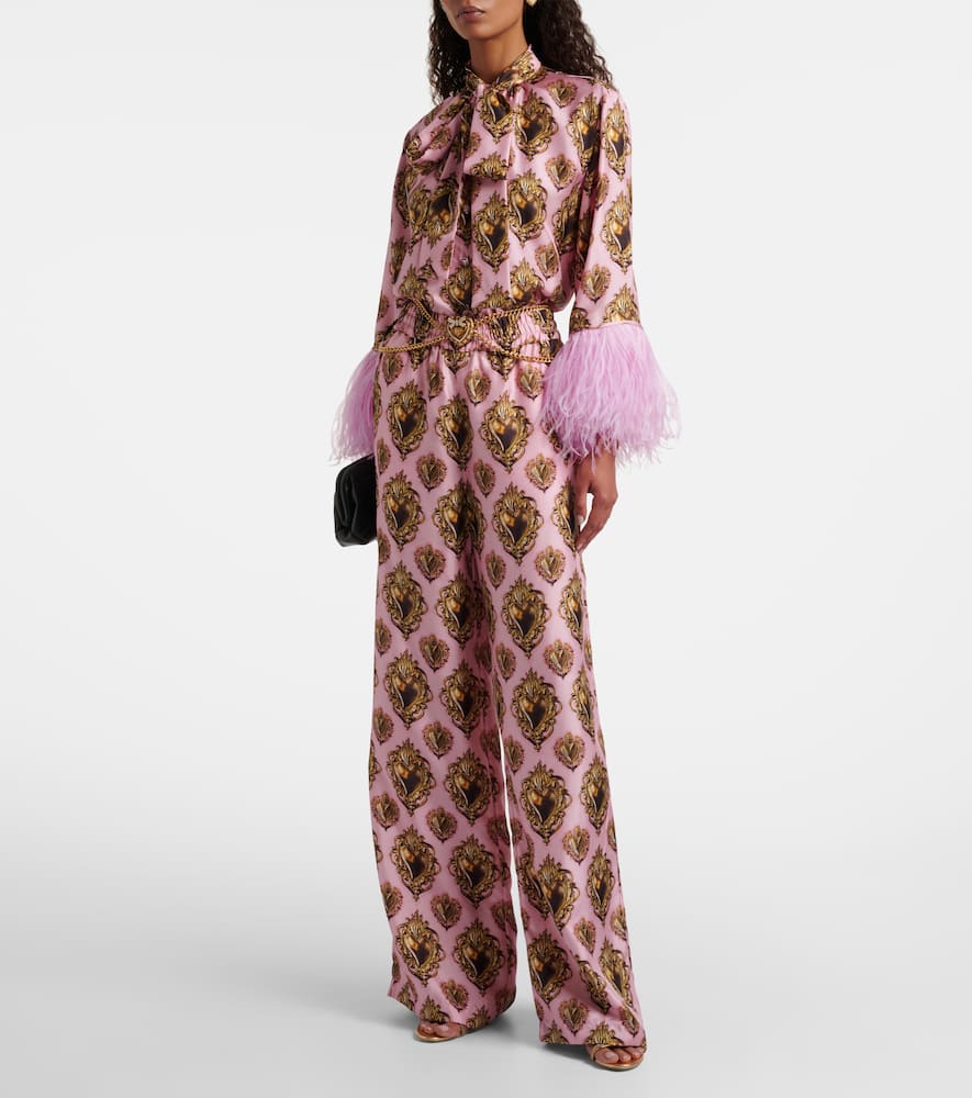 Dolce & Gabbana Printed High-rise Silk Palazzo Pants In Multi