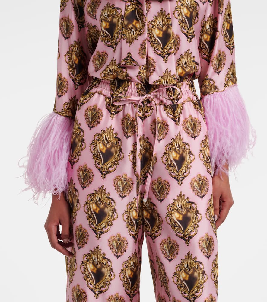 Dolce & Gabbana Printed High-rise Silk Palazzo Pants In Multi