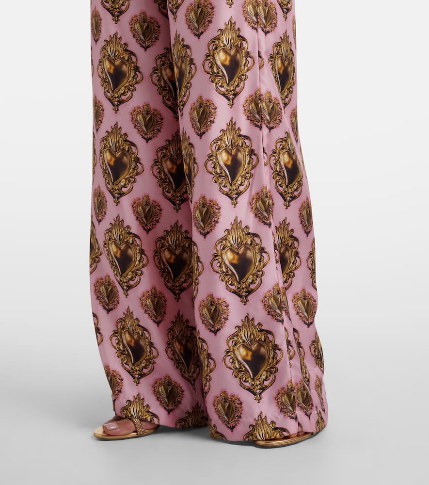 Dolce & Gabbana Printed High-rise Silk Palazzo Pants In Multi