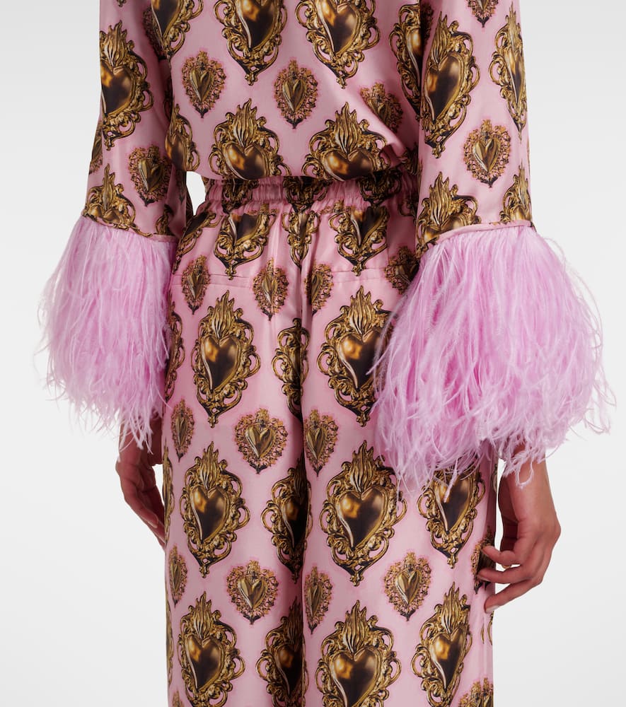Dolce & Gabbana Printed High-rise Silk Palazzo Pants In Multi
