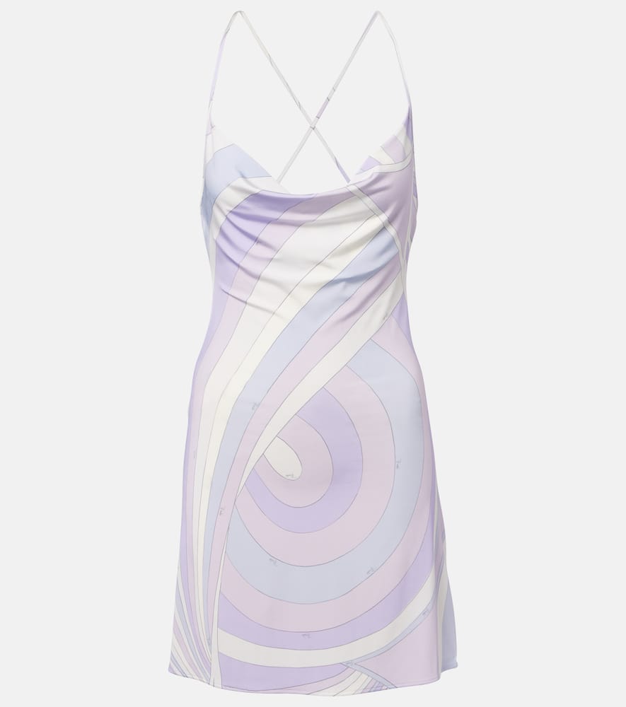 Pucci Iride Satin Jersey Minidress In Purple