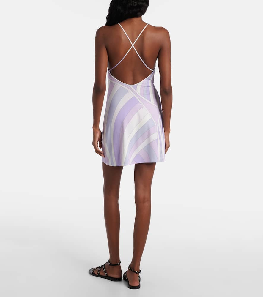 Pucci Iride Satin Jersey Minidress In Purple