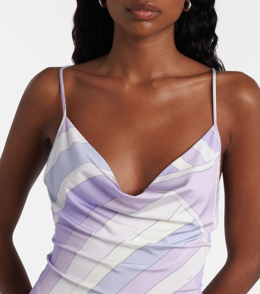 Pucci Iride Satin Jersey Minidress In Purple