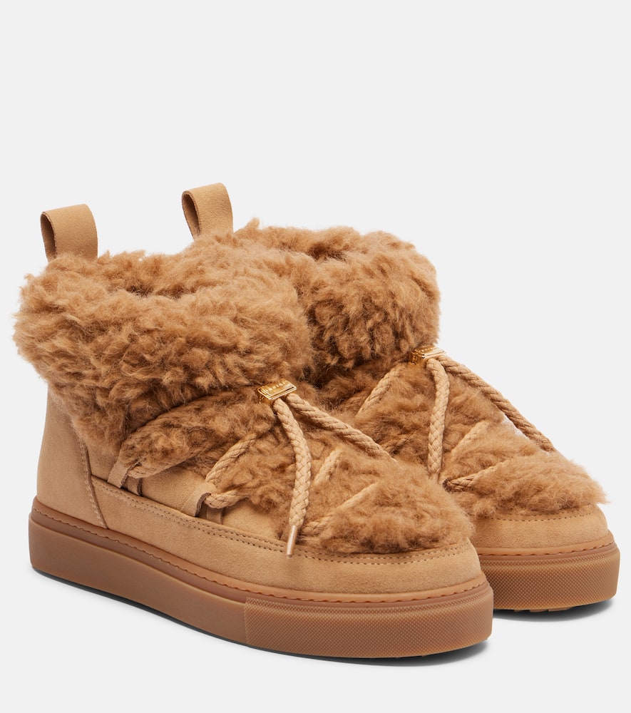 Inuikii Teddy Low Suede And Teddy Snow Boots In Nude