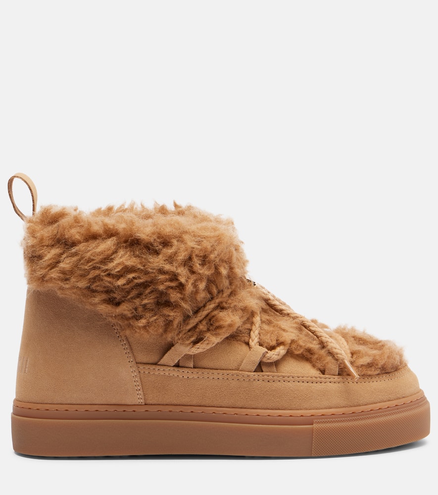 Inuikii Teddy Low Suede And Teddy Snow Boots In Nude