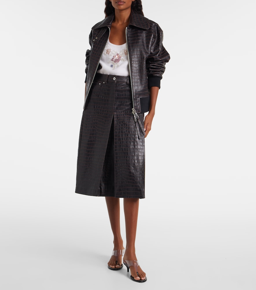 Pleated Croc-Effect Midi