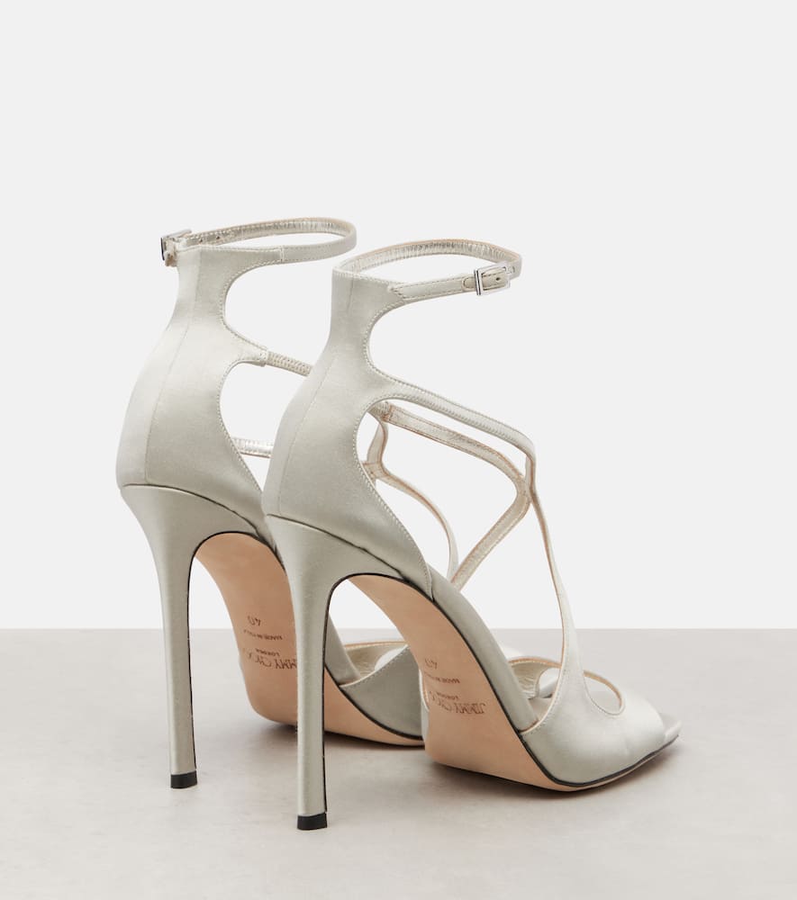 Jimmy Choo Azia 95 Satin Sandals In Silver