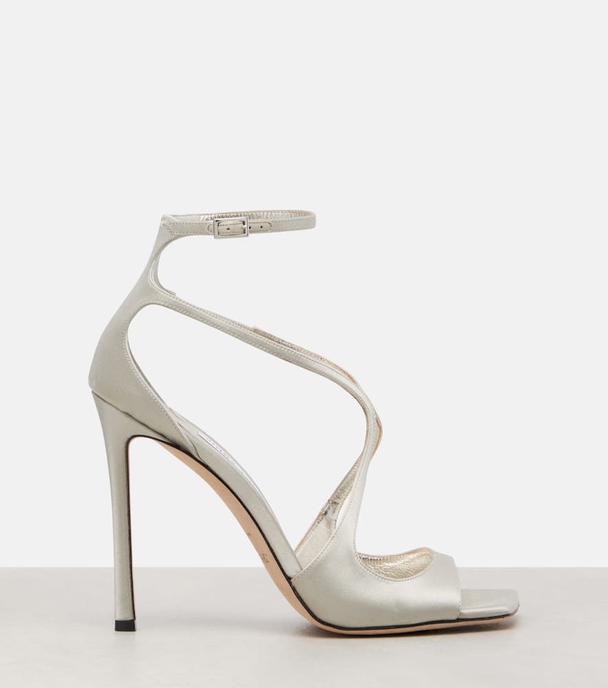 Jimmy Choo Azia 95 Satin Sandals In Silver