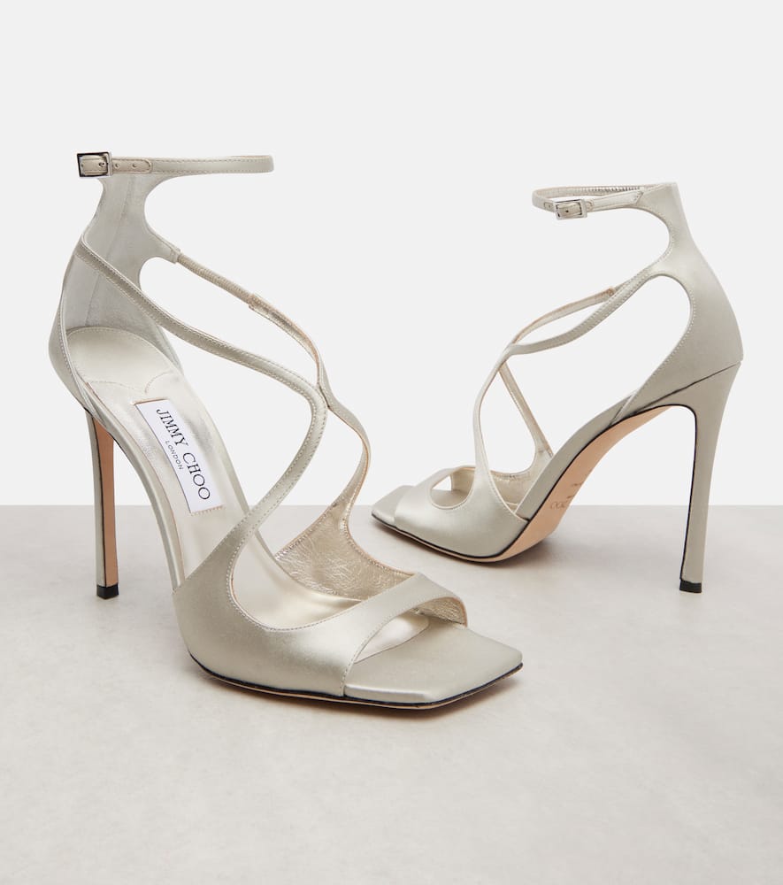 Jimmy Choo Azia 95 Satin Sandals In Silver
