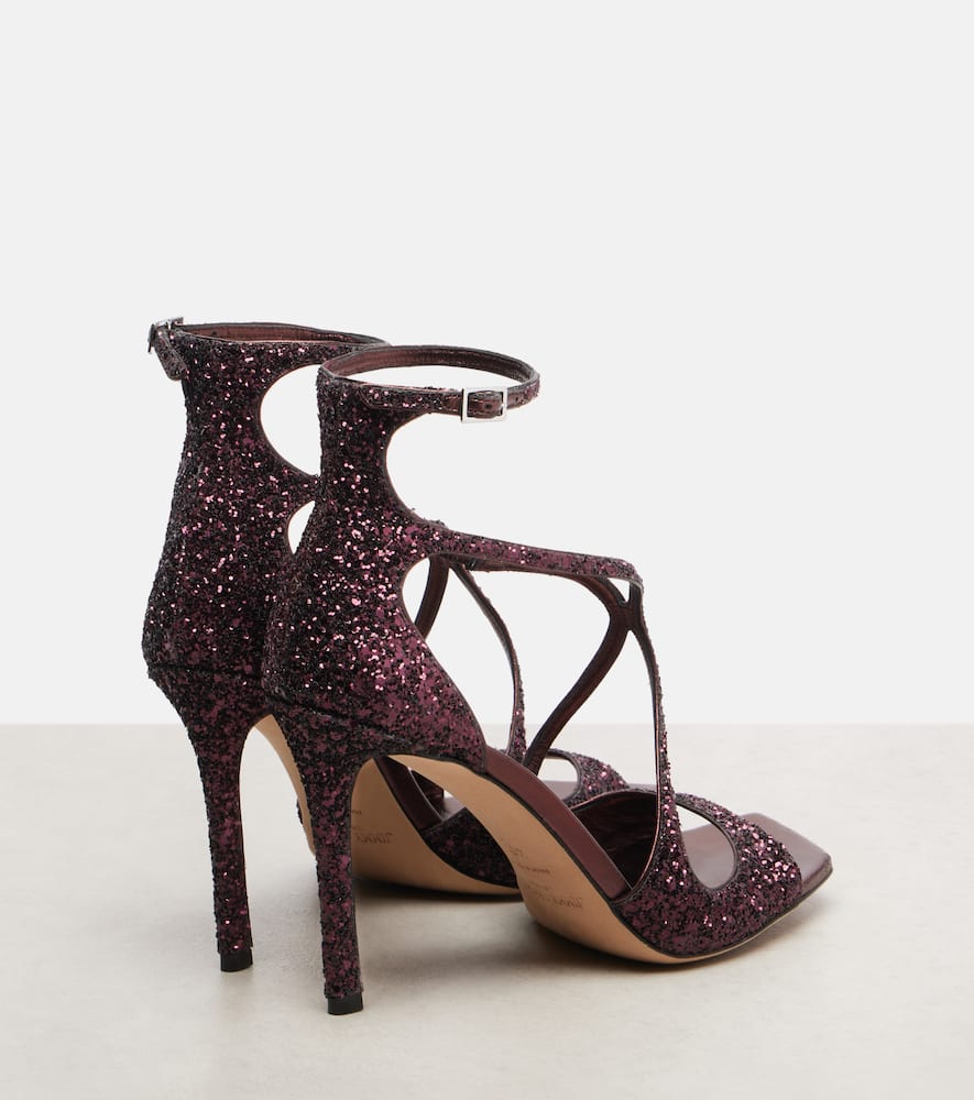 Jimmy Choo Azia 95 Glitter Sandals In Brown