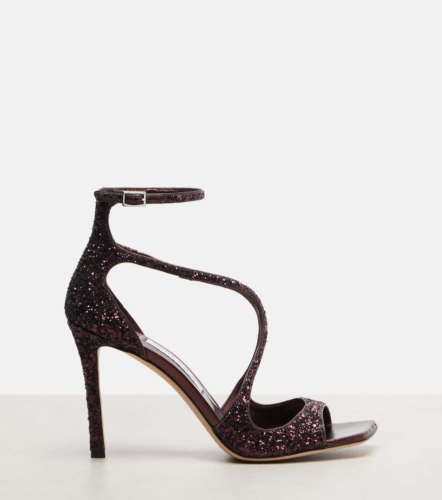 Jimmy Choo Azia 95 Glitter Sandals In Brown