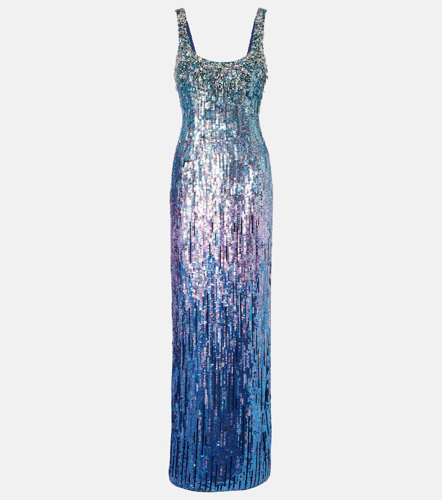 Jenny Packham Rosalie Embellished Gown In Blue