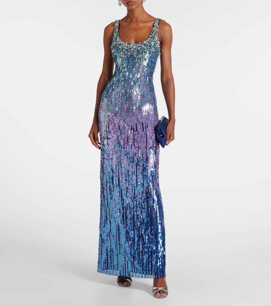 Jenny Packham Rosalie Embellished Gown In Blue