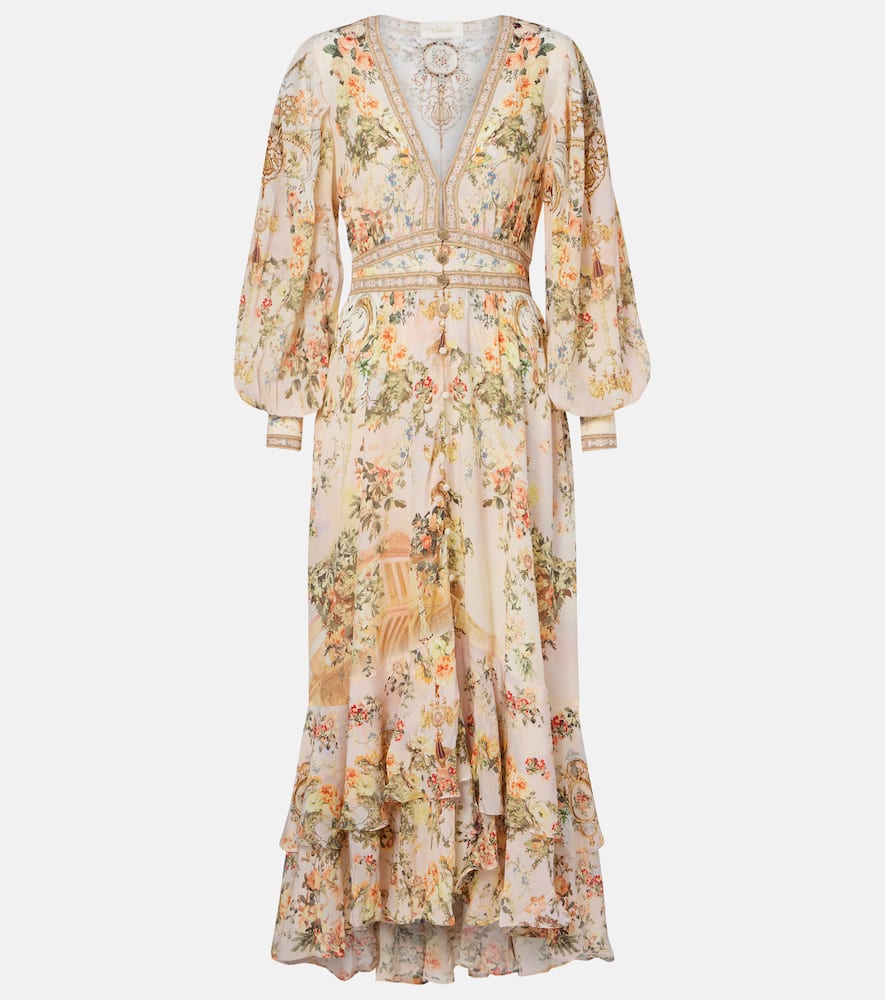Camilla Embellished Floral Silk Crêpe Maxi Dress In Pink