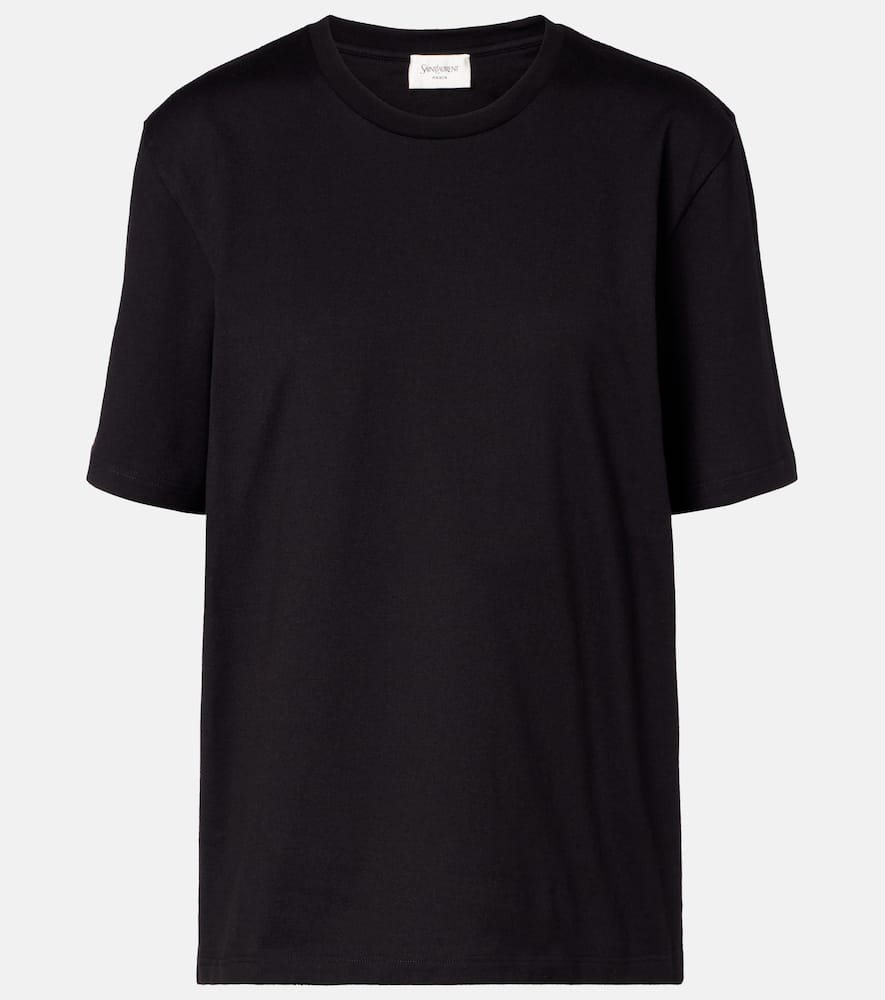 Saint Laurent Crescent Moon Cotton T-shirt In Blue