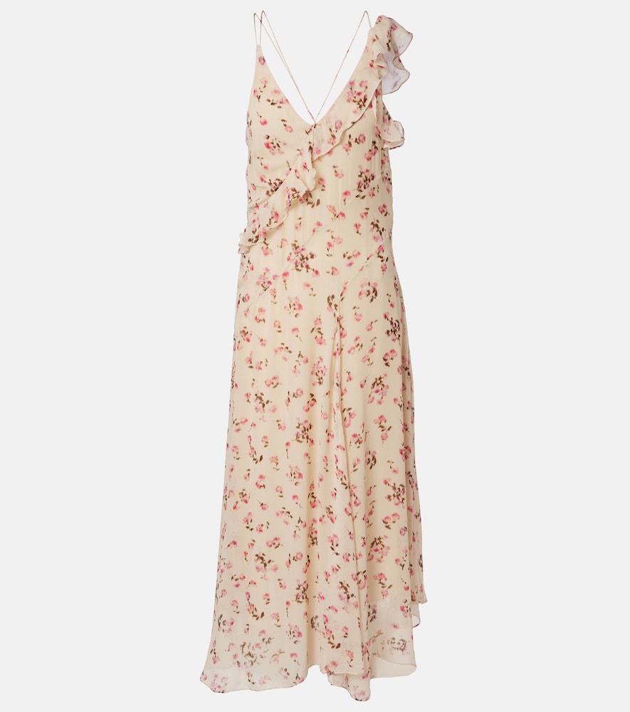 Marant Etoile Women's Beige Luxie Floral Midi Dress Uk Size 6