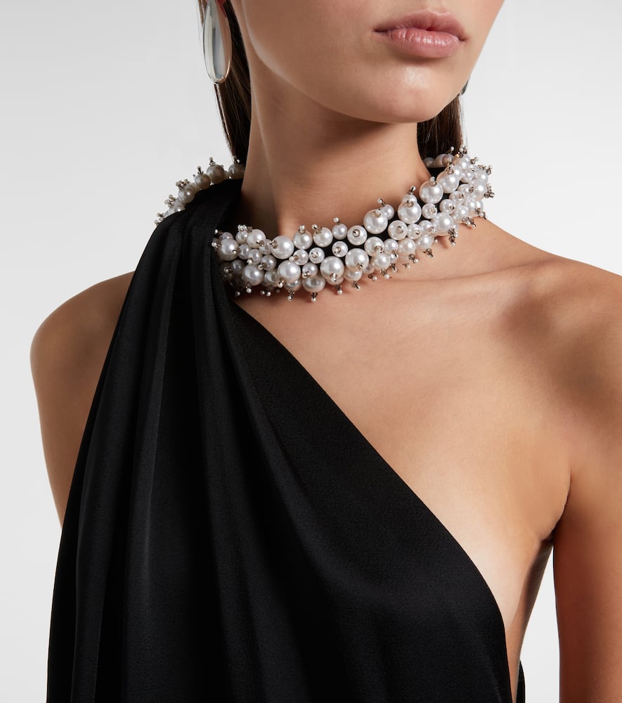 Stella Mccartney Embellished Satin Minidress In Black