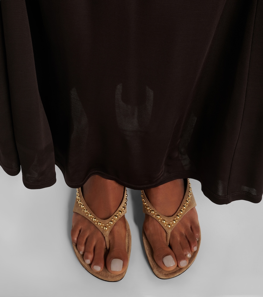 Herbert Levine Sun-kissed embellished suede thong sandals