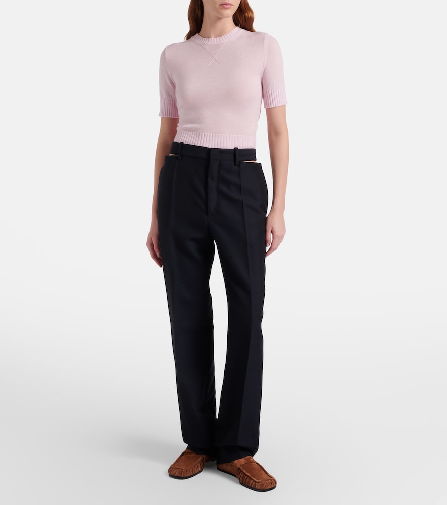 Jil Sander Cutout wool and mohair straight pants