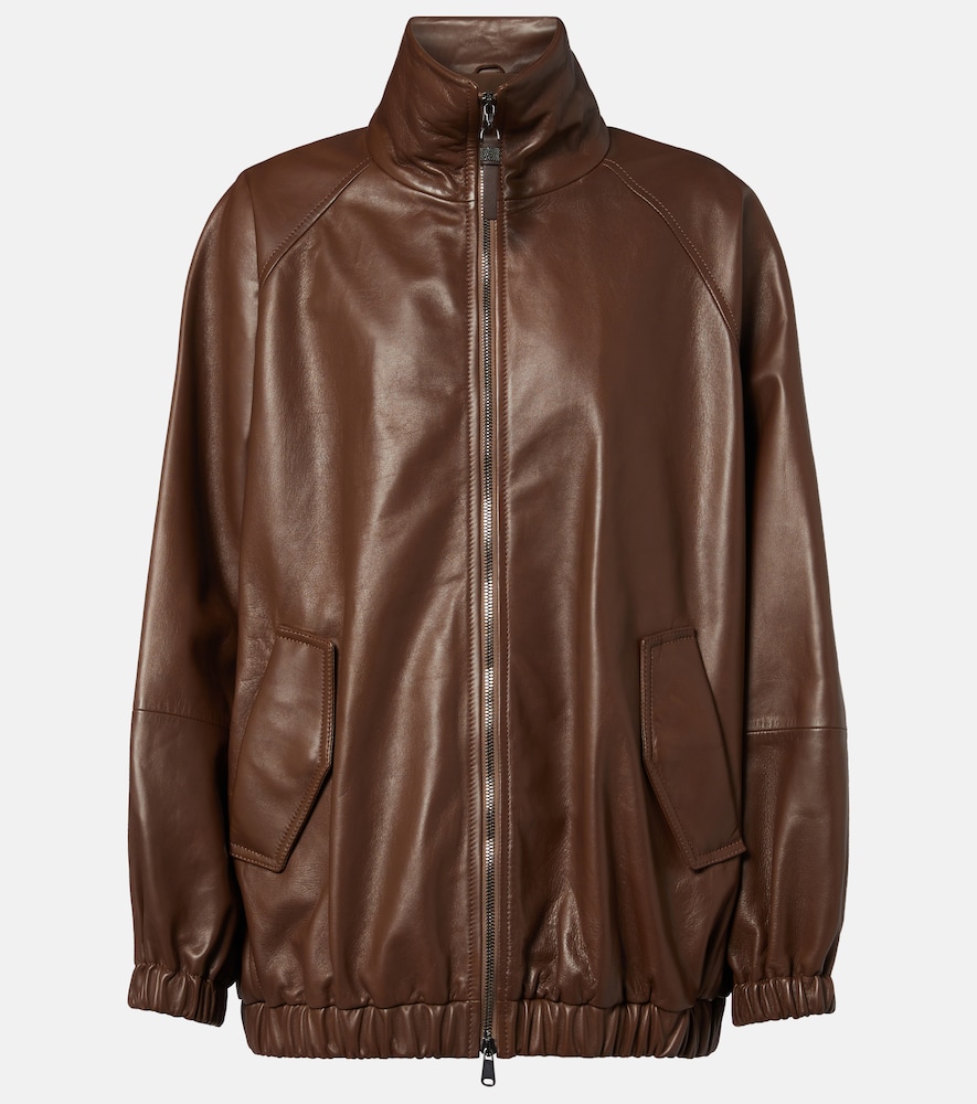 Brunello Cucinelli Women's Brown Monili Leather Jacket UK Size 18 - Mytheresa