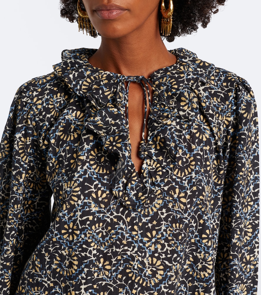 Siena Printed Ruffled Cotton-Blend Top