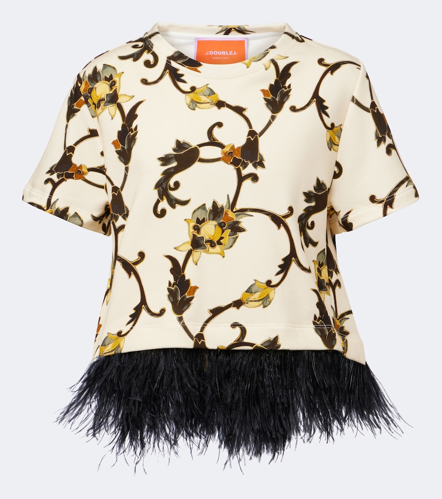 T-Shirt La Scala aus Baumwolle mit Federn
