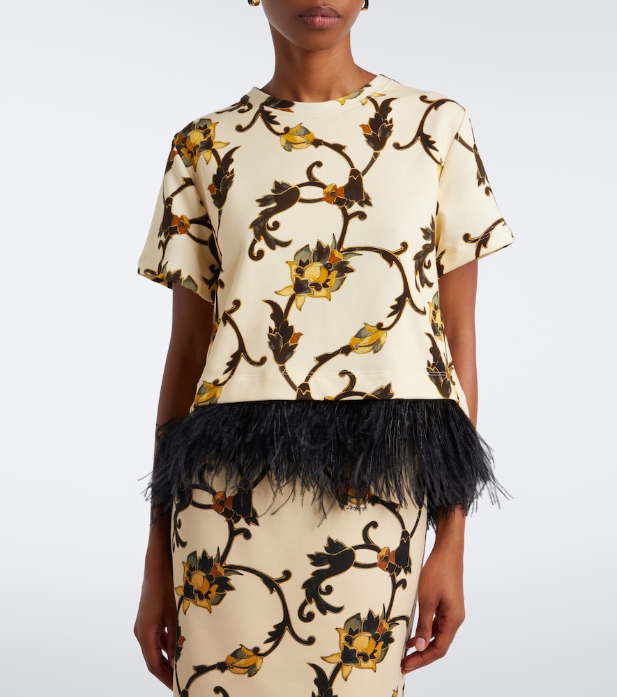 La Scala Fringed Printed Cotton T-Shirt