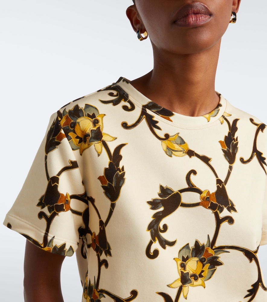 La Scala Fringed Printed Cotton T-Shirt