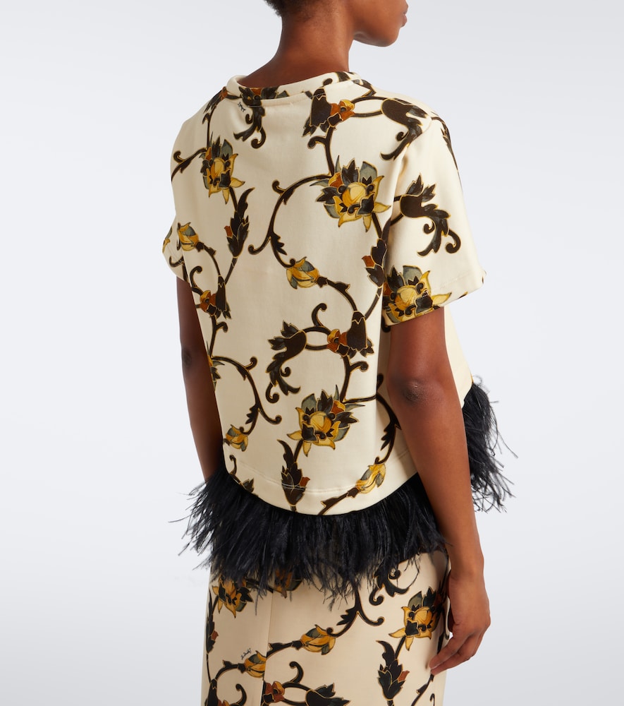 La Scala Fringed Printed Cotton T-Shirt