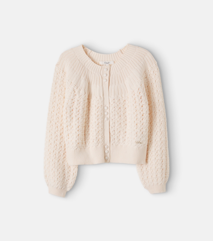 Chloé Kids Cardigan in cotone e lana