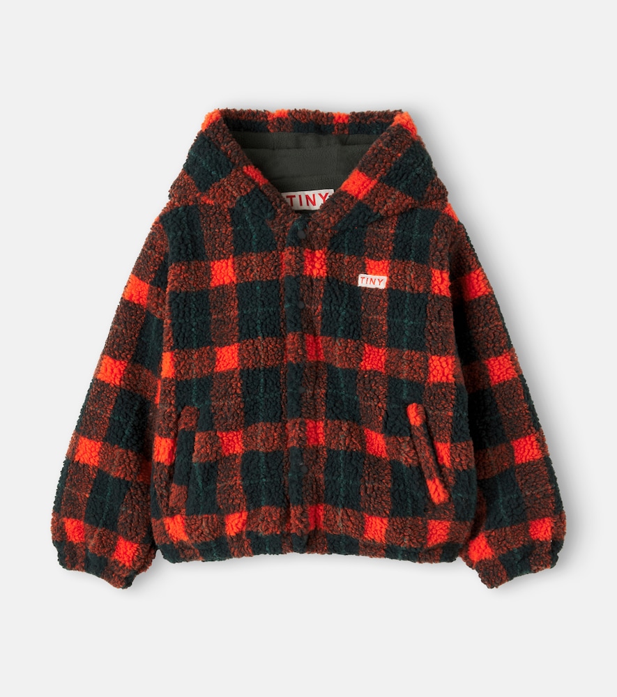 Tinycottons Checked Hooded Cotton Teddy Jacket In Multicoloured
